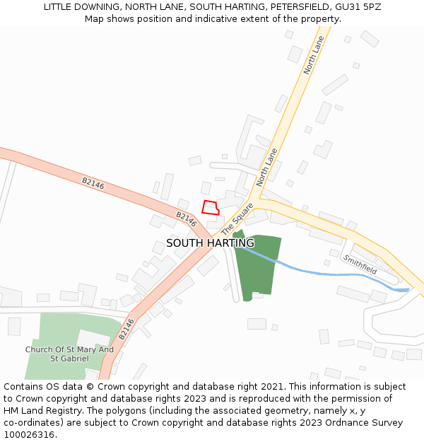 LITTLE DOWNING, NORTH LANE, SOUTH HARTING, PETERSFIELD, GU31 5PZ: Location map and indicative extent of plot