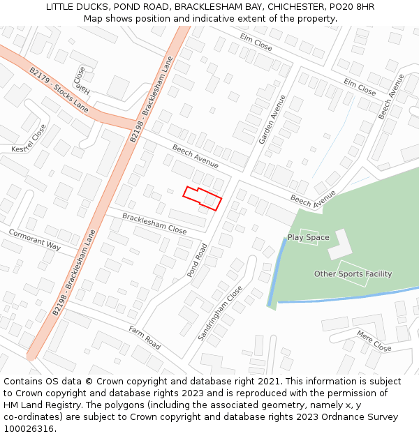 LITTLE DUCKS, POND ROAD, BRACKLESHAM BAY, CHICHESTER, PO20 8HR: Location map and indicative extent of plot