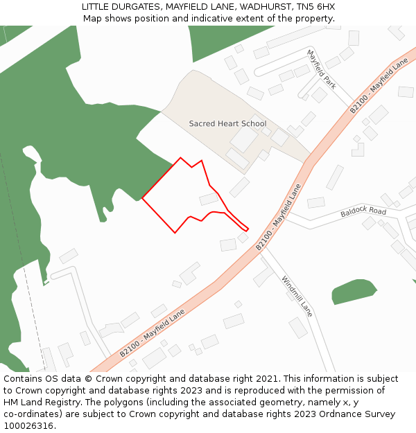LITTLE DURGATES, MAYFIELD LANE, WADHURST, TN5 6HX: Location map and indicative extent of plot