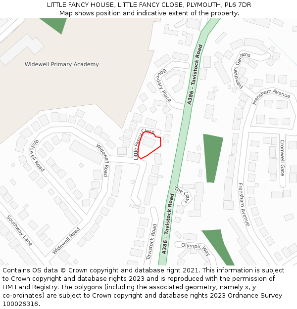 LITTLE FANCY HOUSE, LITTLE FANCY CLOSE, PLYMOUTH, PL6 7DR: Location map and indicative extent of plot