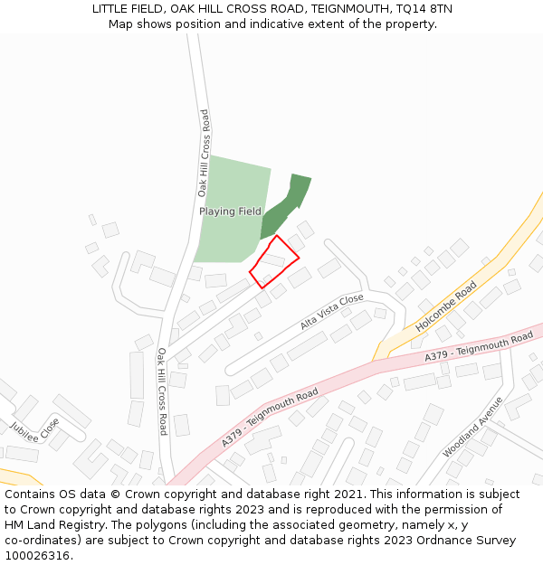 LITTLE FIELD, OAK HILL CROSS ROAD, TEIGNMOUTH, TQ14 8TN: Location map and indicative extent of plot