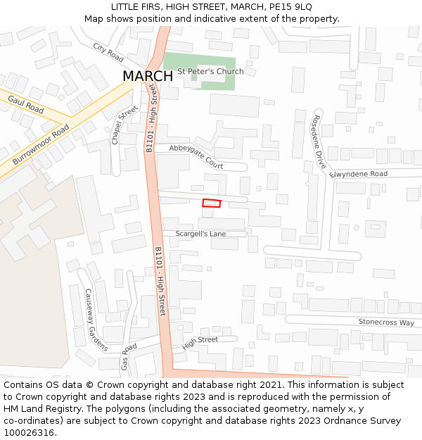 LITTLE FIRS, HIGH STREET, MARCH, PE15 9LQ: Location map and indicative extent of plot