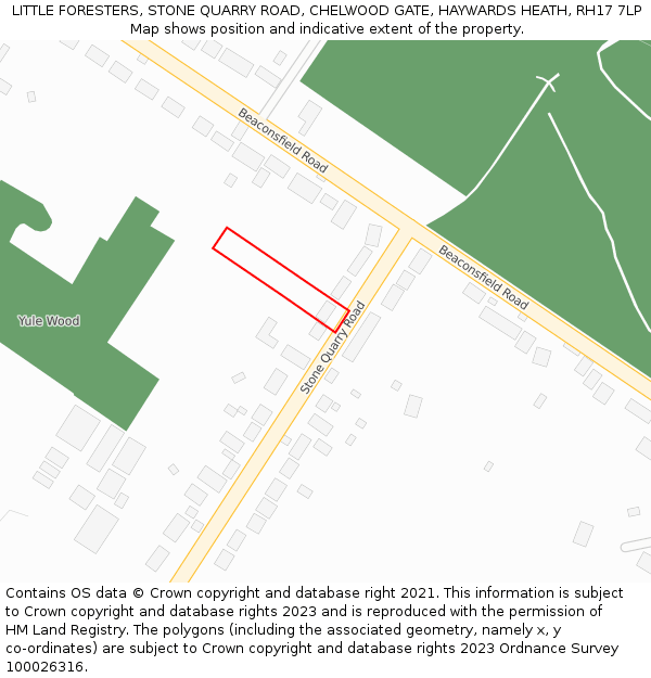 LITTLE FORESTERS, STONE QUARRY ROAD, CHELWOOD GATE, HAYWARDS HEATH, RH17 7LP: Location map and indicative extent of plot