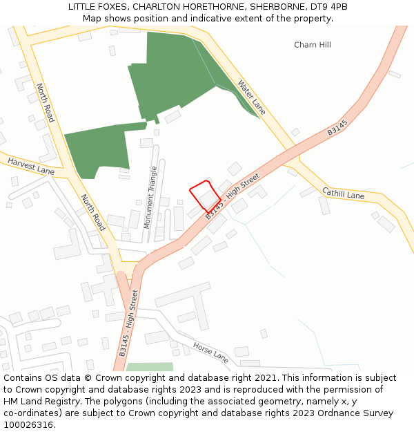 LITTLE FOXES, CHARLTON HORETHORNE, SHERBORNE, DT9 4PB: Location map and indicative extent of plot