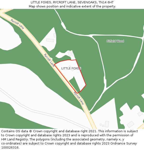 LITTLE FOXES, RYCROFT LANE, SEVENOAKS, TN14 6HT: Location map and indicative extent of plot