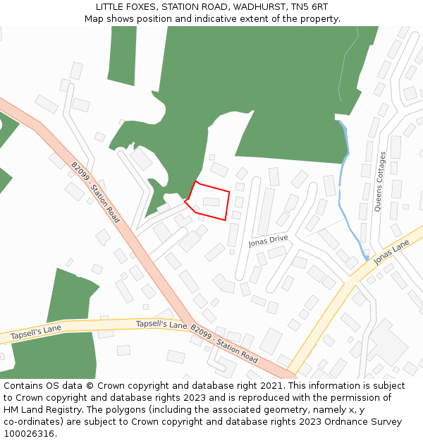LITTLE FOXES, STATION ROAD, WADHURST, TN5 6RT: Location map and indicative extent of plot