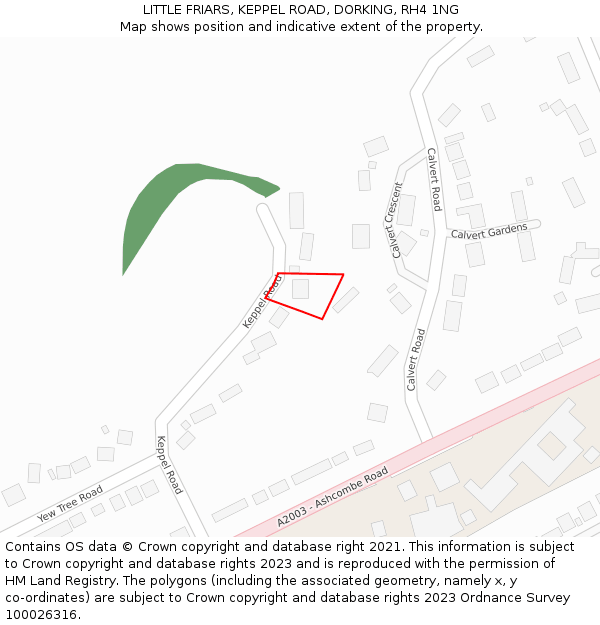 LITTLE FRIARS, KEPPEL ROAD, DORKING, RH4 1NG: Location map and indicative extent of plot