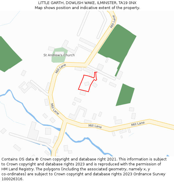 LITTLE GARTH, DOWLISH WAKE, ILMINSTER, TA19 0NX: Location map and indicative extent of plot