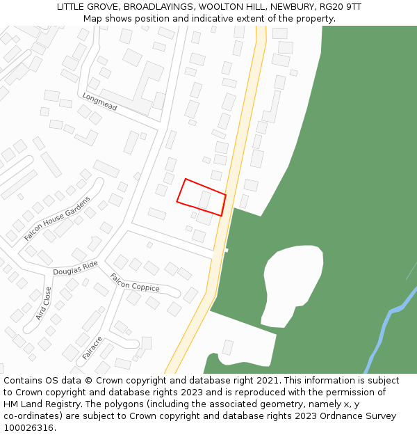 LITTLE GROVE, BROADLAYINGS, WOOLTON HILL, NEWBURY, RG20 9TT: Location map and indicative extent of plot