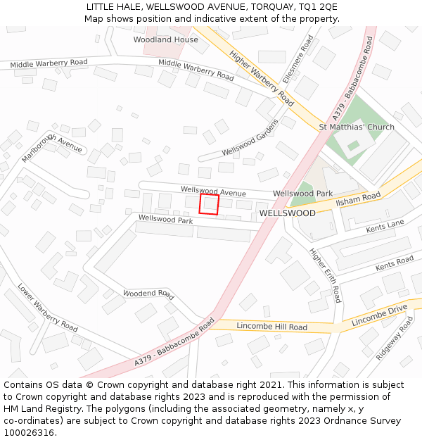 LITTLE HALE, WELLSWOOD AVENUE, TORQUAY, TQ1 2QE: Location map and indicative extent of plot