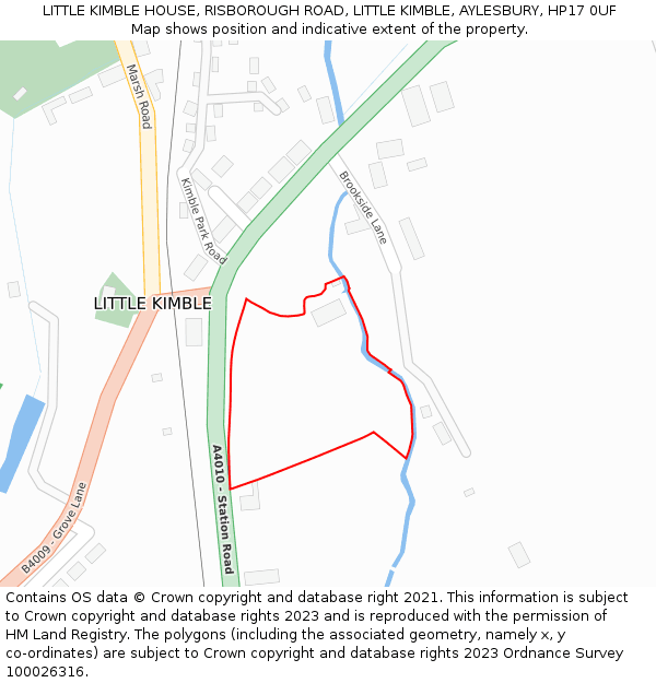 LITTLE KIMBLE HOUSE, RISBOROUGH ROAD, LITTLE KIMBLE, AYLESBURY, HP17 0UF: Location map and indicative extent of plot