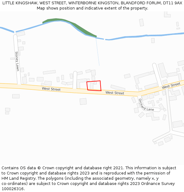 LITTLE KINGSHAW, WEST STREET, WINTERBORNE KINGSTON, BLANDFORD FORUM, DT11 9AX: Location map and indicative extent of plot
