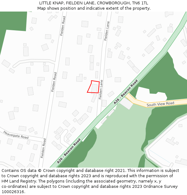 LITTLE KNAP, FIELDEN LANE, CROWBOROUGH, TN6 1TL: Location map and indicative extent of plot