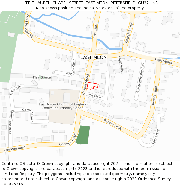 LITTLE LAUREL, CHAPEL STREET, EAST MEON, PETERSFIELD, GU32 1NR: Location map and indicative extent of plot