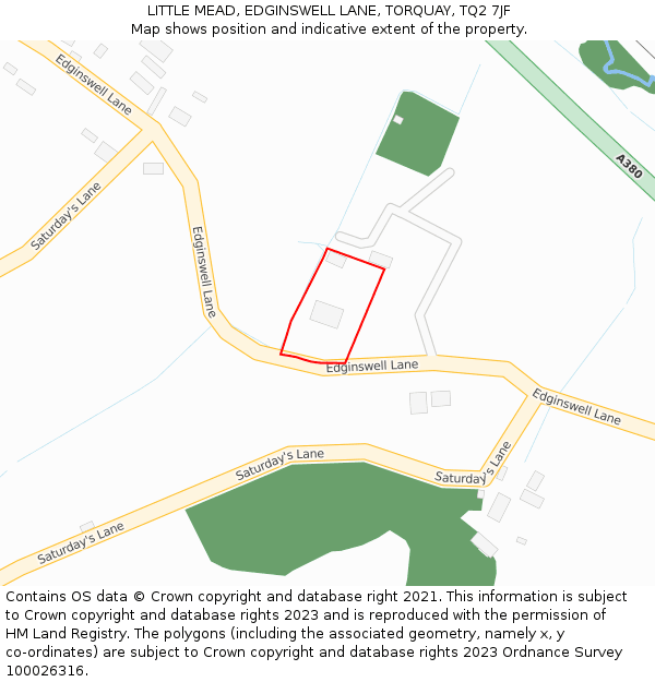 LITTLE MEAD, EDGINSWELL LANE, TORQUAY, TQ2 7JF: Location map and indicative extent of plot