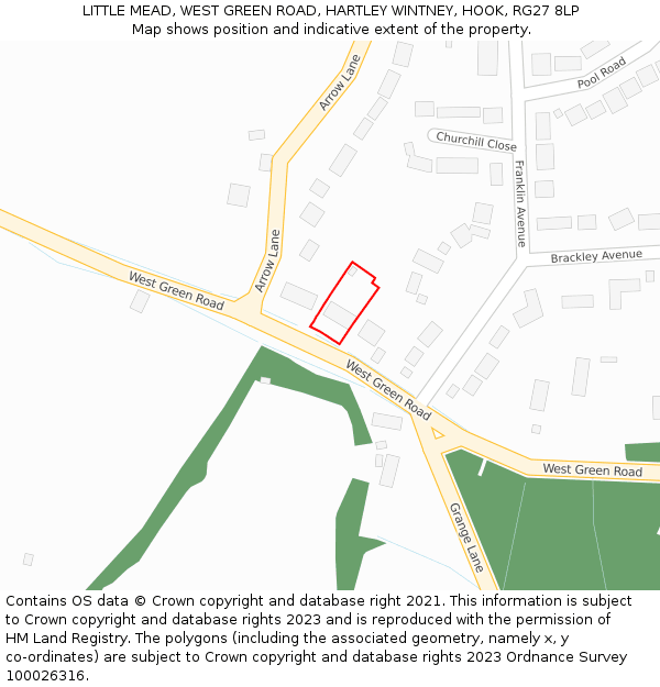 LITTLE MEAD, WEST GREEN ROAD, HARTLEY WINTNEY, HOOK, RG27 8LP: Location map and indicative extent of plot