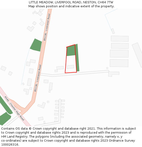 LITTLE MEADOW, LIVERPOOL ROAD, NESTON, CH64 7TW: Location map and indicative extent of plot