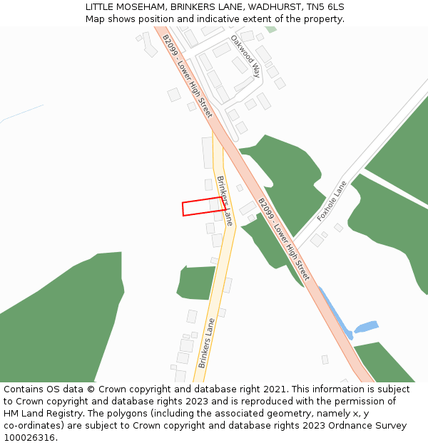 LITTLE MOSEHAM, BRINKERS LANE, WADHURST, TN5 6LS: Location map and indicative extent of plot