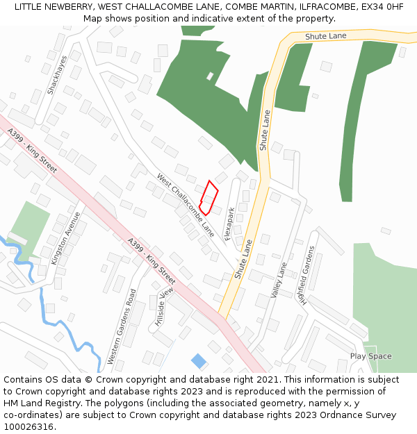 LITTLE NEWBERRY, WEST CHALLACOMBE LANE, COMBE MARTIN, ILFRACOMBE, EX34 0HF: Location map and indicative extent of plot