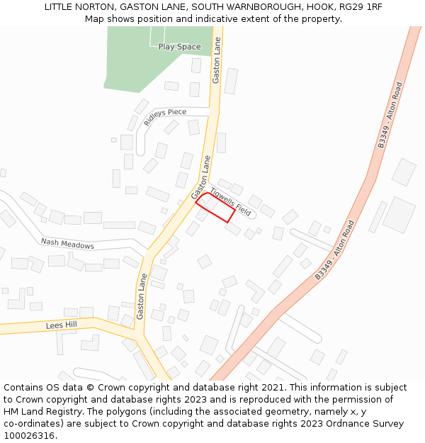 LITTLE NORTON, GASTON LANE, SOUTH WARNBOROUGH, HOOK, RG29 1RF: Location map and indicative extent of plot