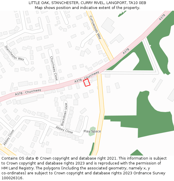 LITTLE OAK, STANCHESTER, CURRY RIVEL, LANGPORT, TA10 0EB: Location map and indicative extent of plot