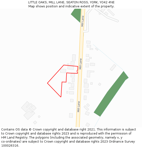 LITTLE OAKS, MILL LANE, SEATON ROSS, YORK, YO42 4NE: Location map and indicative extent of plot