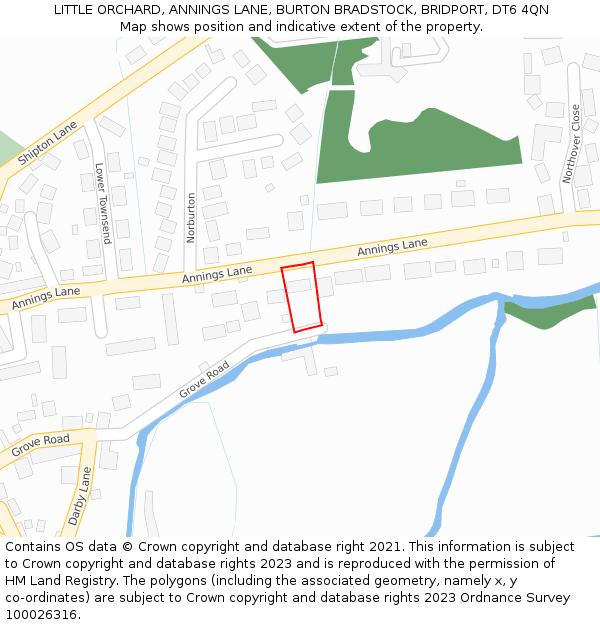 LITTLE ORCHARD, ANNINGS LANE, BURTON BRADSTOCK, BRIDPORT, DT6 4QN: Location map and indicative extent of plot