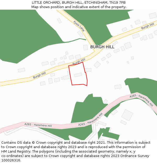 LITTLE ORCHARD, BURGH HILL, ETCHINGHAM, TN19 7PB: Location map and indicative extent of plot