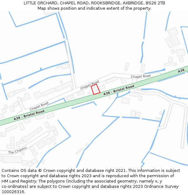 LITTLE ORCHARD, CHAPEL ROAD, ROOKSBRIDGE, AXBRIDGE, BS26 2TB: Location map and indicative extent of plot