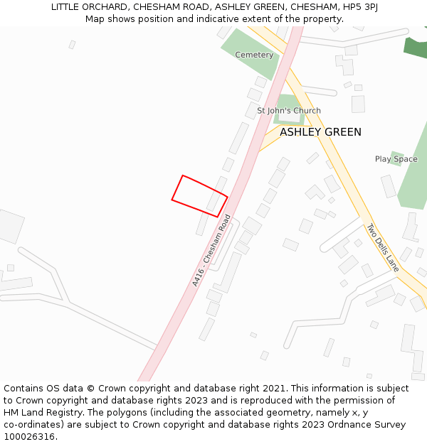 LITTLE ORCHARD, CHESHAM ROAD, ASHLEY GREEN, CHESHAM, HP5 3PJ: Location map and indicative extent of plot