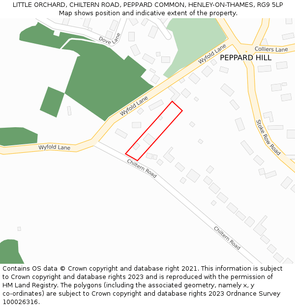 LITTLE ORCHARD, CHILTERN ROAD, PEPPARD COMMON, HENLEY-ON-THAMES, RG9 5LP: Location map and indicative extent of plot
