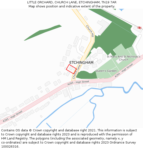 LITTLE ORCHARD, CHURCH LANE, ETCHINGHAM, TN19 7AR: Location map and indicative extent of plot