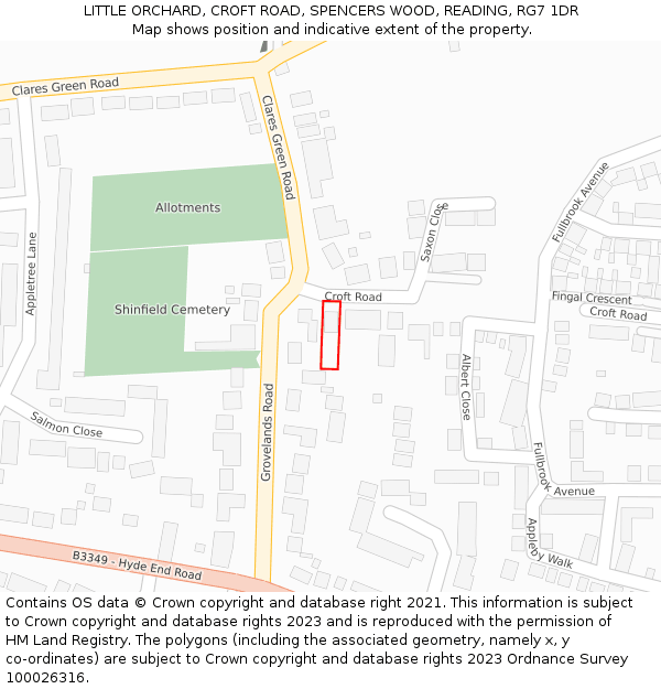 LITTLE ORCHARD, CROFT ROAD, SPENCERS WOOD, READING, RG7 1DR: Location map and indicative extent of plot