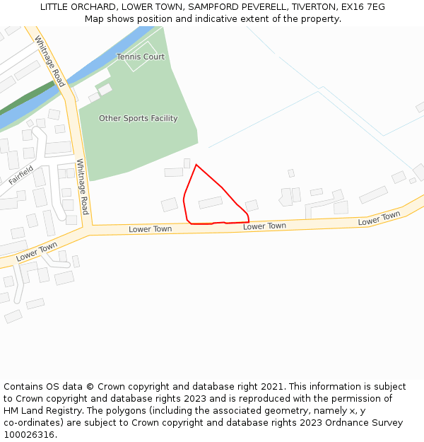 LITTLE ORCHARD, LOWER TOWN, SAMPFORD PEVERELL, TIVERTON, EX16 7EG: Location map and indicative extent of plot