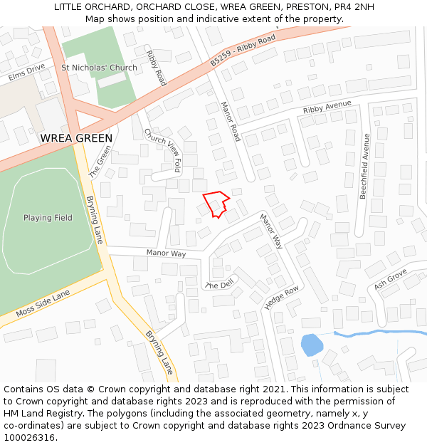 LITTLE ORCHARD, ORCHARD CLOSE, WREA GREEN, PRESTON, PR4 2NH: Location map and indicative extent of plot