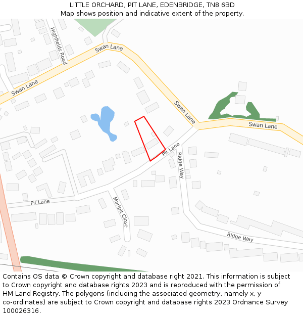 LITTLE ORCHARD, PIT LANE, EDENBRIDGE, TN8 6BD: Location map and indicative extent of plot