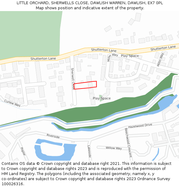 LITTLE ORCHARD, SHERWELLS CLOSE, DAWLISH WARREN, DAWLISH, EX7 0PL: Location map and indicative extent of plot