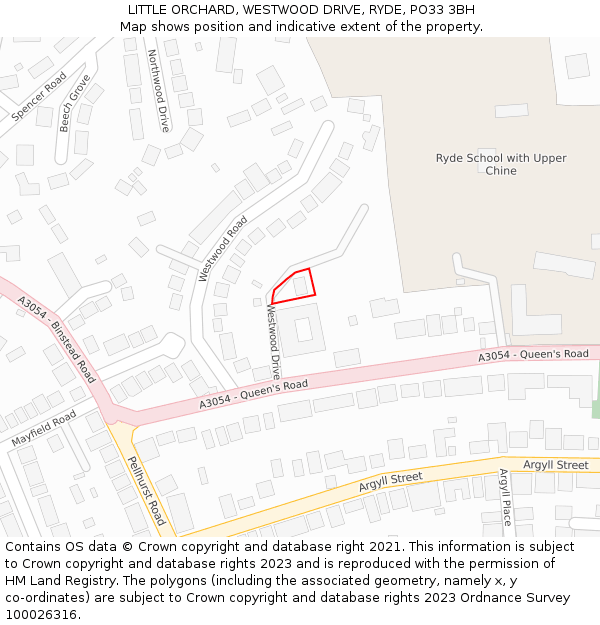 LITTLE ORCHARD, WESTWOOD DRIVE, RYDE, PO33 3BH: Location map and indicative extent of plot