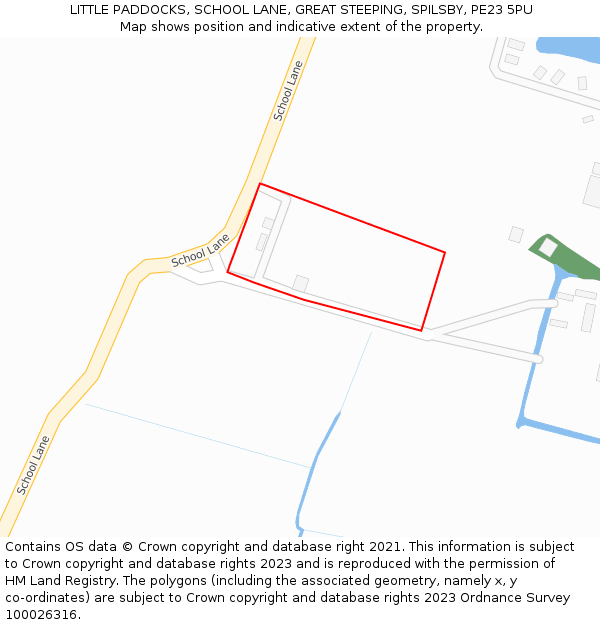 LITTLE PADDOCKS, SCHOOL LANE, GREAT STEEPING, SPILSBY, PE23 5PU: Location map and indicative extent of plot
