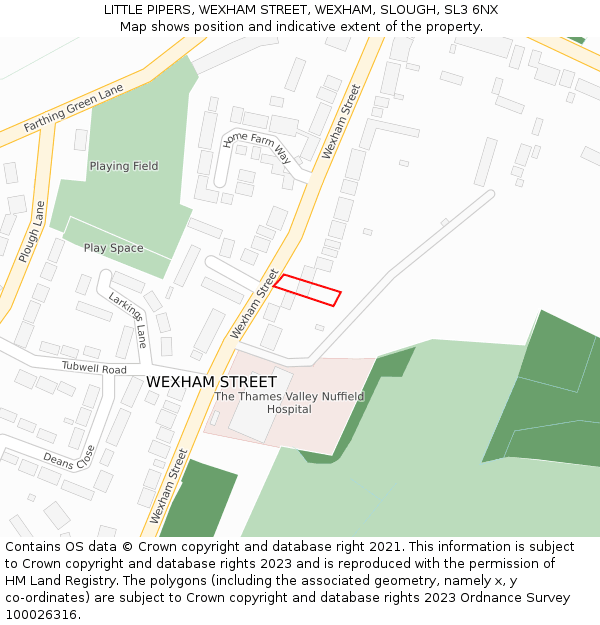 LITTLE PIPERS, WEXHAM STREET, WEXHAM, SLOUGH, SL3 6NX: Location map and indicative extent of plot