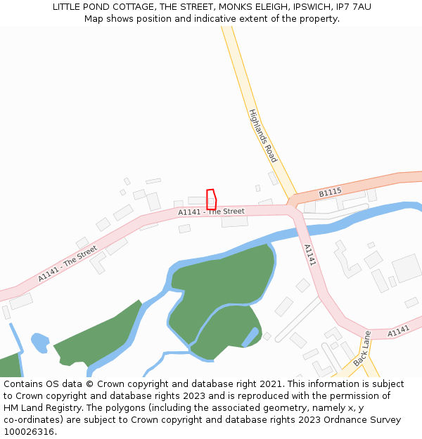 LITTLE POND COTTAGE, THE STREET, MONKS ELEIGH, IPSWICH, IP7 7AU: Location map and indicative extent of plot