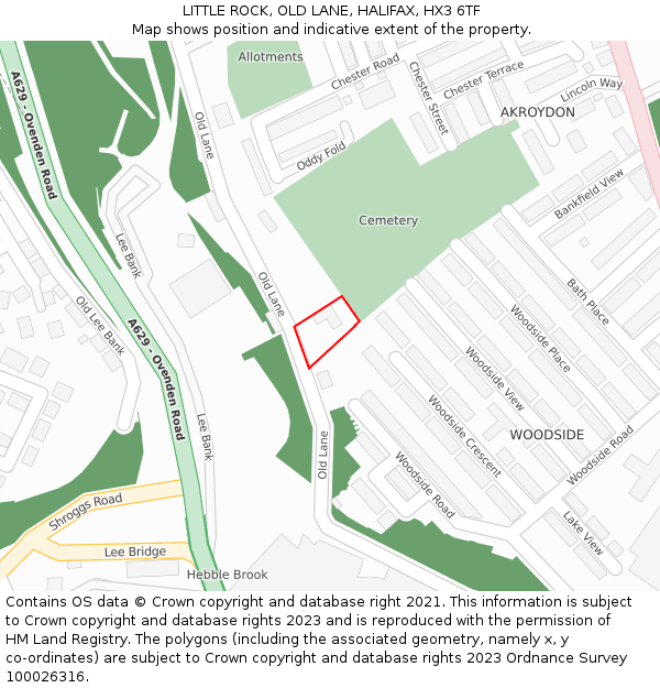 LITTLE ROCK, OLD LANE, HALIFAX, HX3 6TF: Location map and indicative extent of plot
