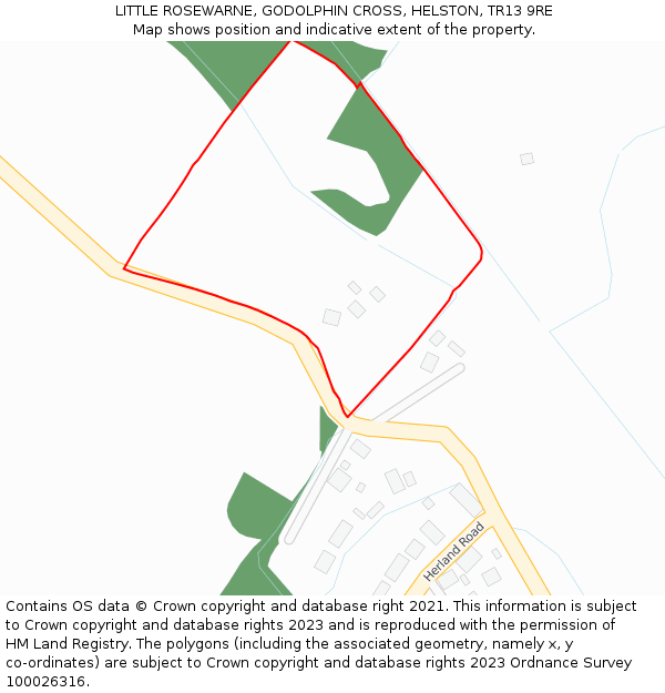 LITTLE ROSEWARNE, GODOLPHIN CROSS, HELSTON, TR13 9RE: Location map and indicative extent of plot