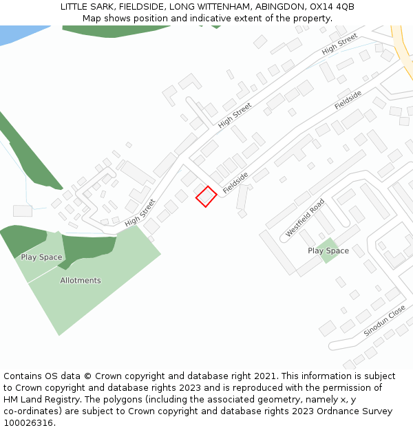LITTLE SARK, FIELDSIDE, LONG WITTENHAM, ABINGDON, OX14 4QB: Location map and indicative extent of plot