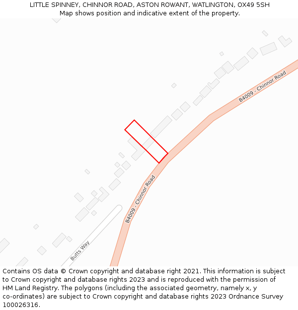 LITTLE SPINNEY, CHINNOR ROAD, ASTON ROWANT, WATLINGTON, OX49 5SH: Location map and indicative extent of plot