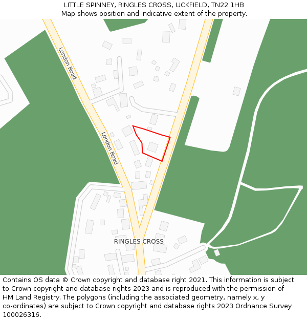 LITTLE SPINNEY, RINGLES CROSS, UCKFIELD, TN22 1HB: Location map and indicative extent of plot