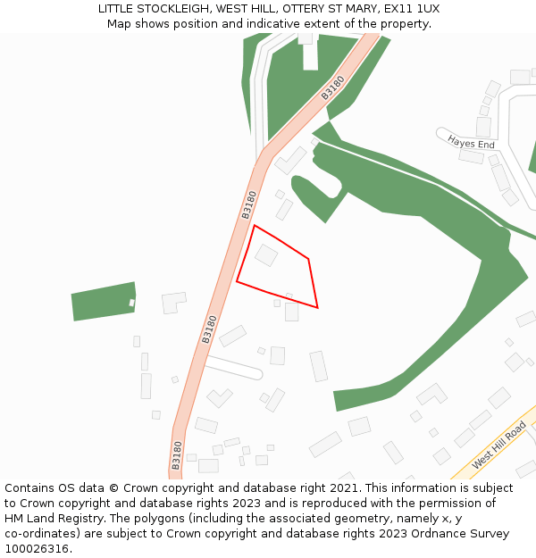 LITTLE STOCKLEIGH, WEST HILL, OTTERY ST MARY, EX11 1UX: Location map and indicative extent of plot