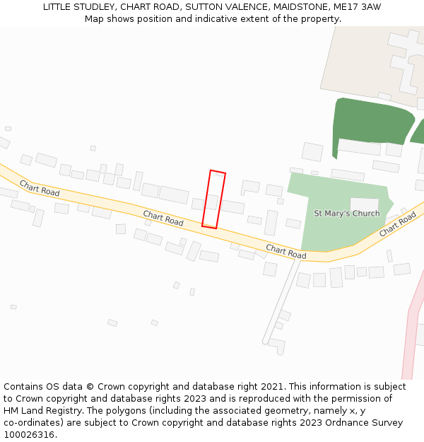 LITTLE STUDLEY, CHART ROAD, SUTTON VALENCE, MAIDSTONE, ME17 3AW: Location map and indicative extent of plot