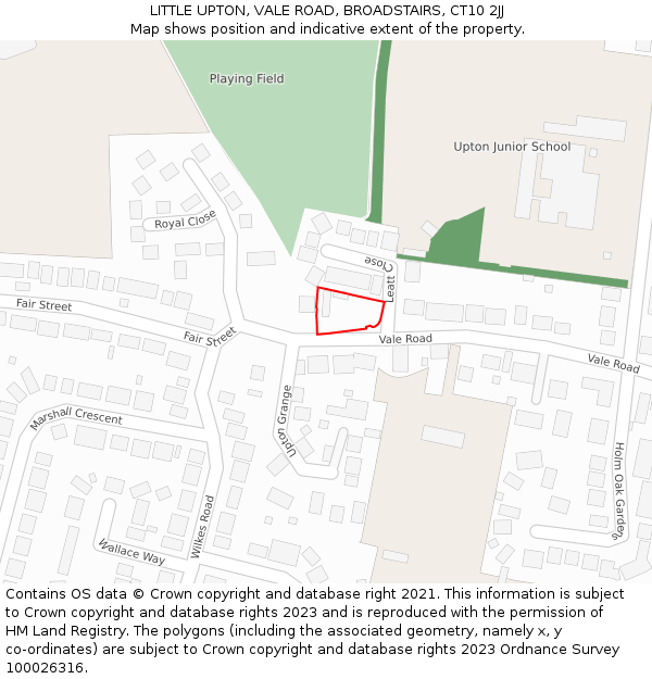 LITTLE UPTON, VALE ROAD, BROADSTAIRS, CT10 2JJ: Location map and indicative extent of plot