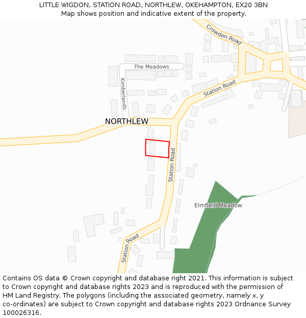 LITTLE WIGDON, STATION ROAD, NORTHLEW, OKEHAMPTON, EX20 3BN: Location map and indicative extent of plot
